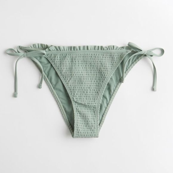 Hollister Other - NWT - Hollister Women’s Smocked Ruffle Side-Tie Cheeky Bikini Bottom (Olive, XS)